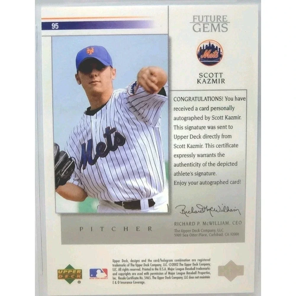 2002 Upper Deck Prospect Premieres Scott Kazmir‎ #95 BGS 9.5 GEM MINT Auto RC